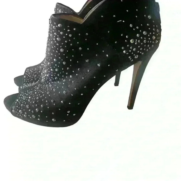 INC Black Suede Peep Toe Shoe/Bootie - Picture 3 of 7
